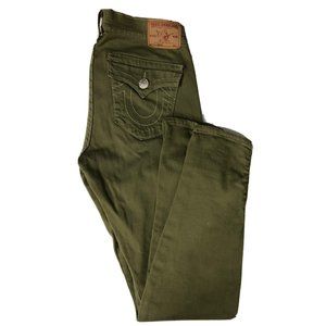 True Religion Krista Womens 29x30 Green Denim Cargo Pants Skinny Zip Ankle